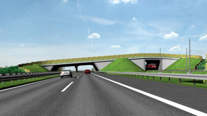 Visualisierung der Grünbrücke über der Autobahn