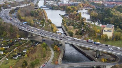 Luftbild der Rudolf-Wissell-Brücke