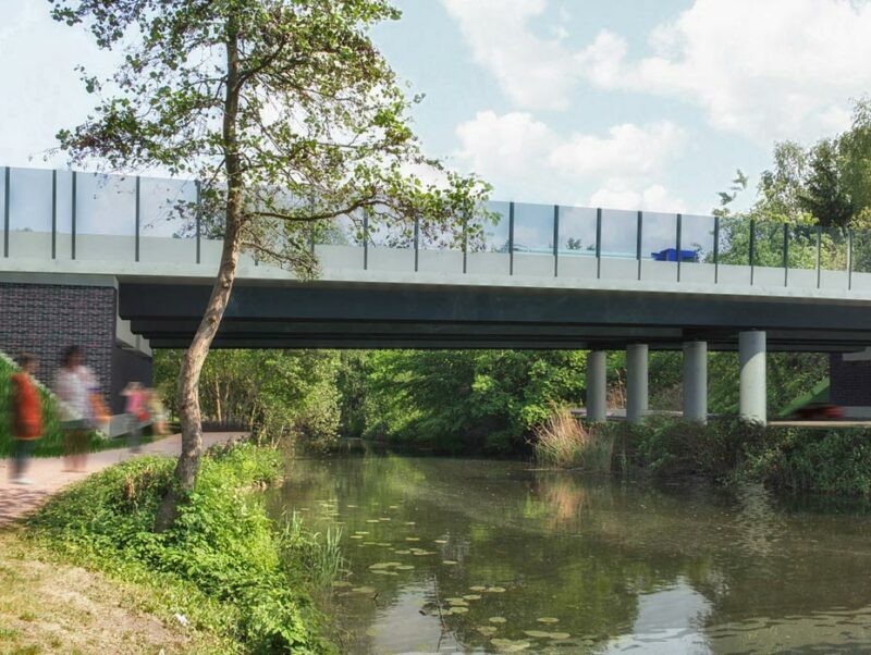 Transparente Lärmschutzwände an der Brücke am Ernst-August-Kanal 