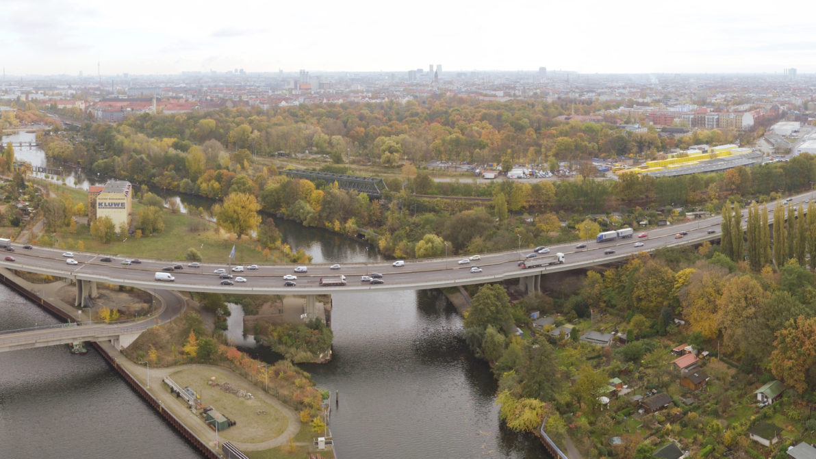 Luftaufnahme der Rudolf-Wissel-Brücke
