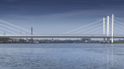 Visualisierung der neuen Rheinbrücke Neuenkamp