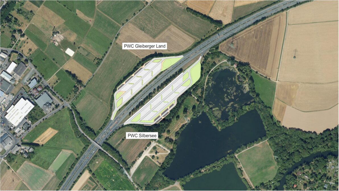 Luftbild und Planung des Ausbaus der PWC-Anlagen GLeiberger Land und Silbersee