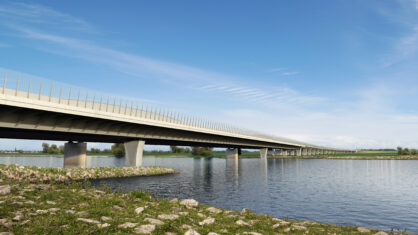 Eine Visualisierung zeigt, wie die zukünftige Elbebrücke bei Wittenberge aussehen wird