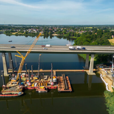 Bauarbeiten an der Rader Hochbrücke