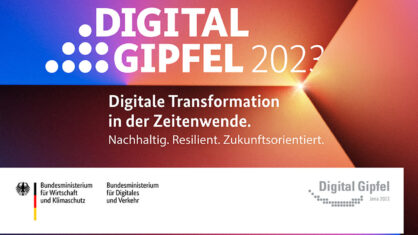 Visual zum Digital-Gipfel 2023. Aufschrift: Digitale Transformation in der Zeitenwende.
